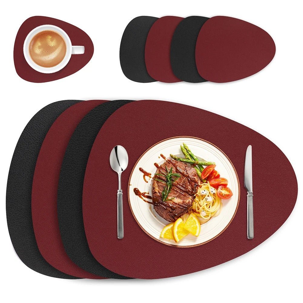 Ecological Leather Dual-Sided Placemats Set - Waterproof and Oil-Proof - Tegulane Global