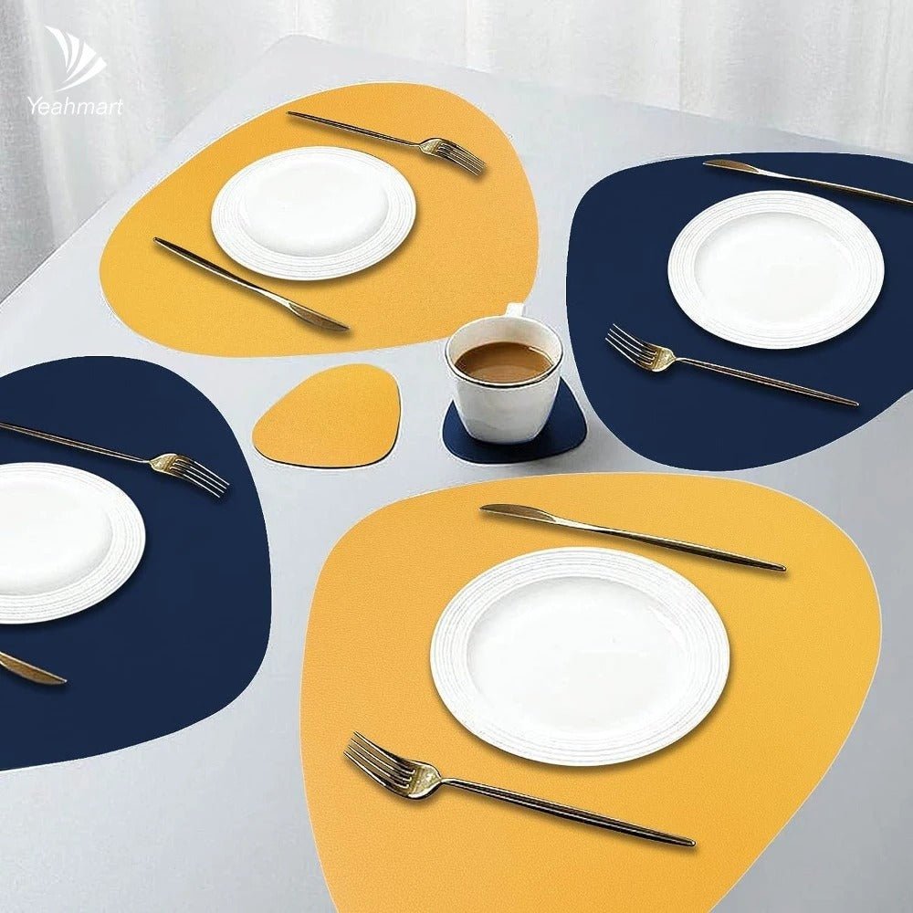 Ecological Leather Dual-Sided Placemats Set - Waterproof and Oil-Proof - Tegulane Global
