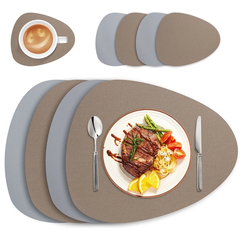 Ecological Leather Dual-Sided Placemats Set - Waterproof and Oil-Proof - Tegulane Global