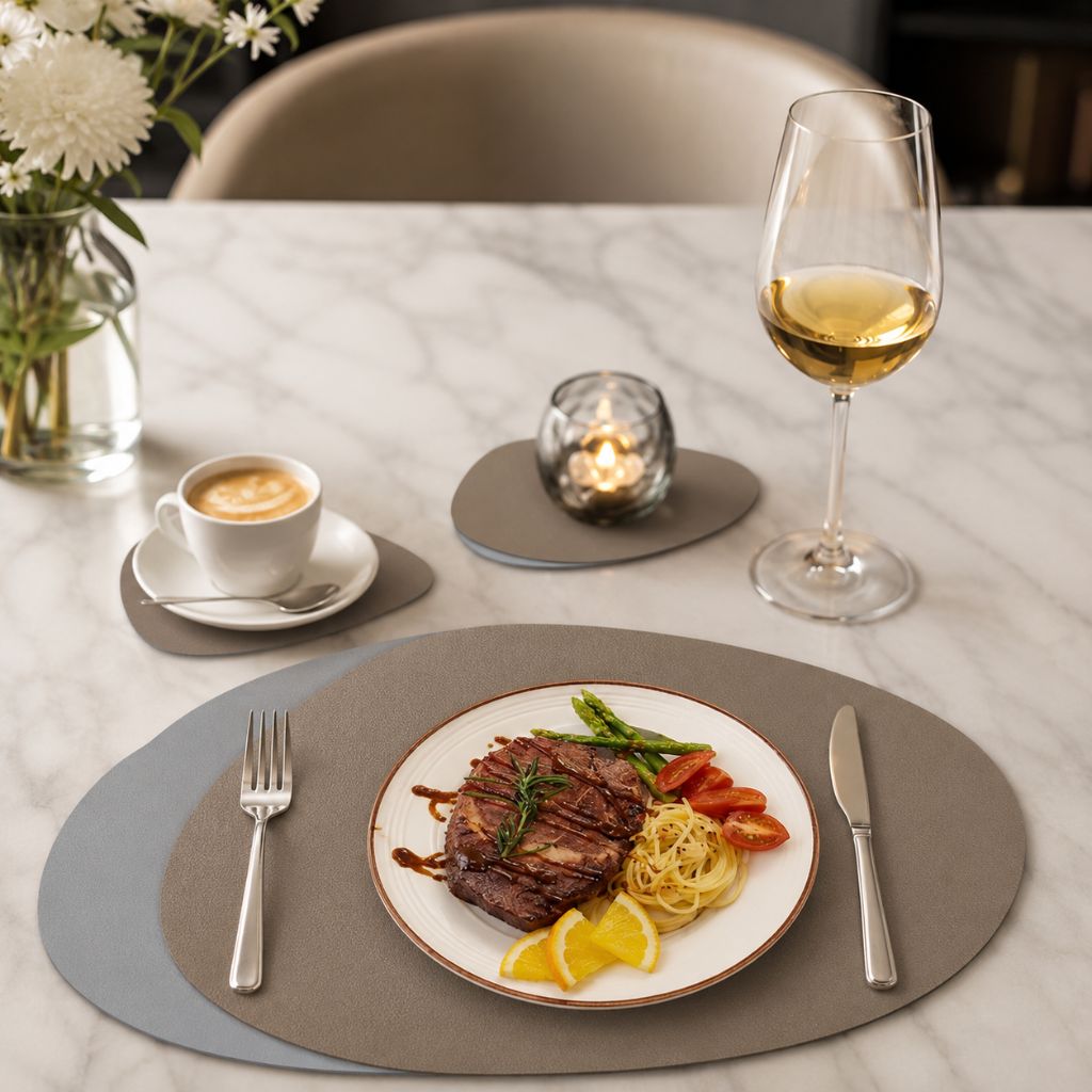 Ecological Leather Dual-Sided Placemats Set - Waterproof and Oil-Proof - Tegulane Global