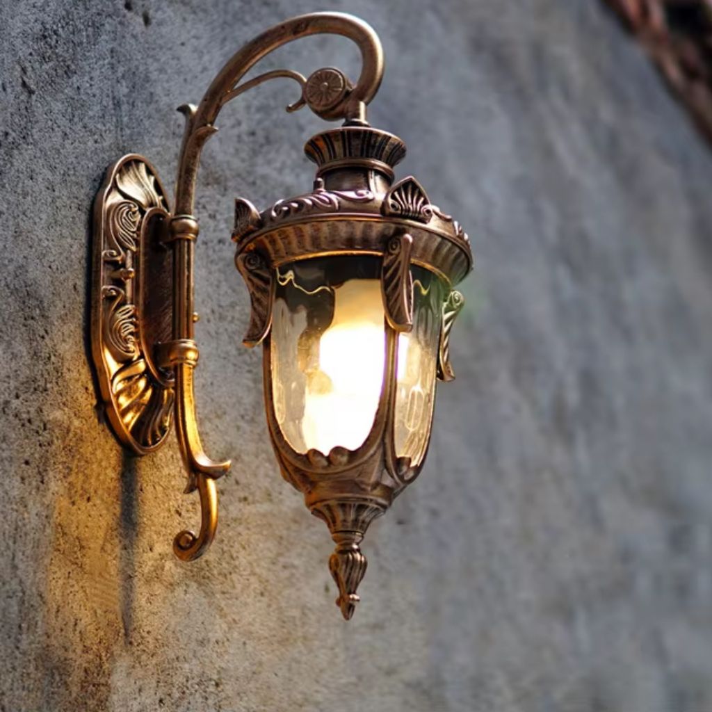 European Retro Outdoor Wall Lamp E27 Toughened Glass - Tegulane Global