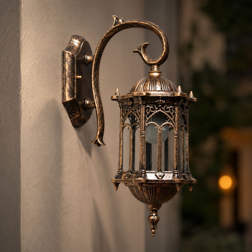 European Style Outdoor Wall Lamp E27 IP55 Retro Aluminium Courtyard - Tegulane Global
