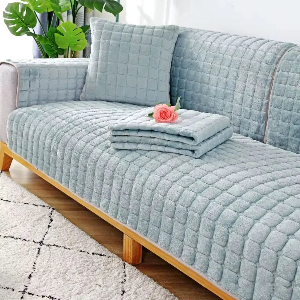Flannel Sofa Cushion Cover Non-Slip Thickened Plush - Tegulane Global