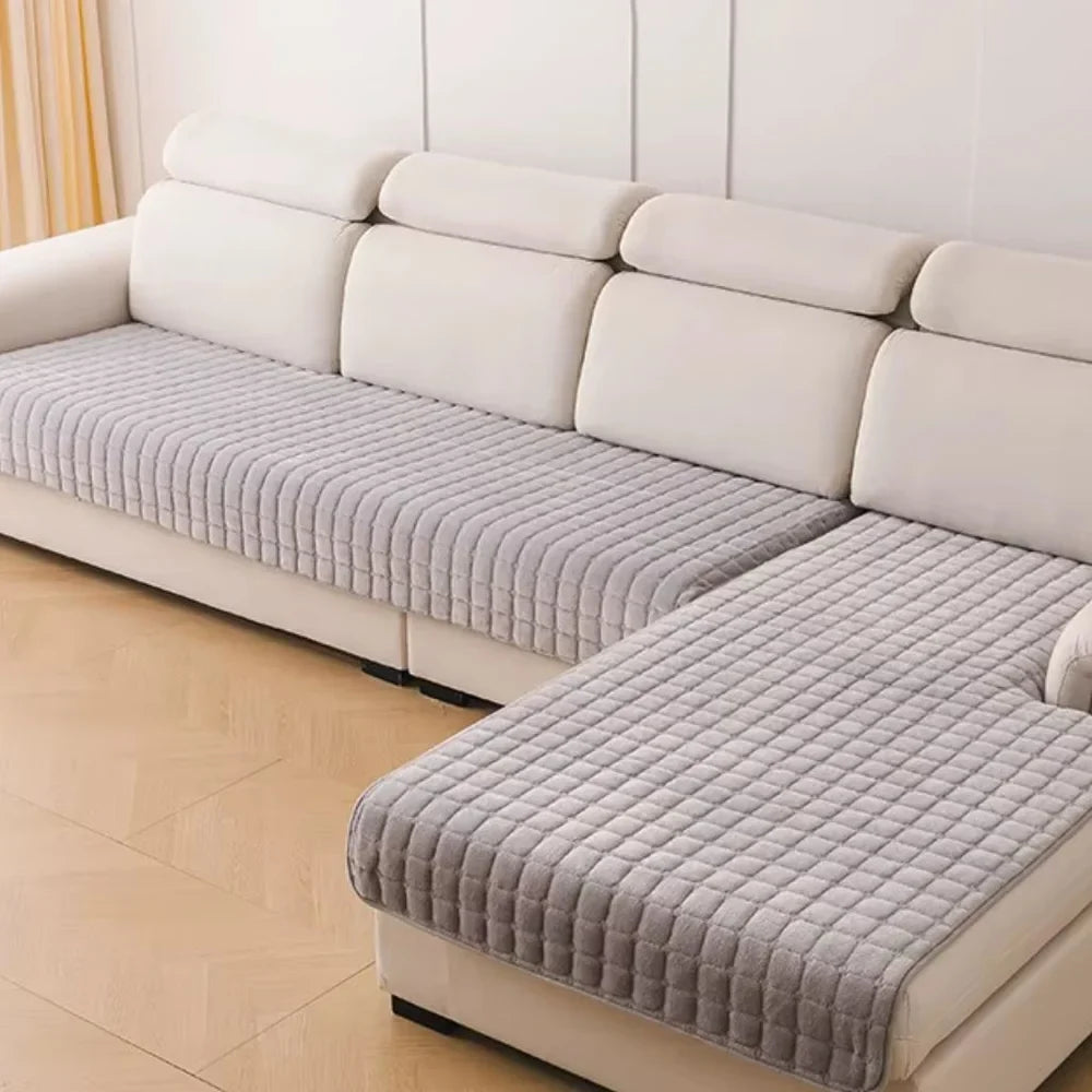 Flannel Sofa Cushion Cover Non-Slip Thickened Plush - Tegulane Global