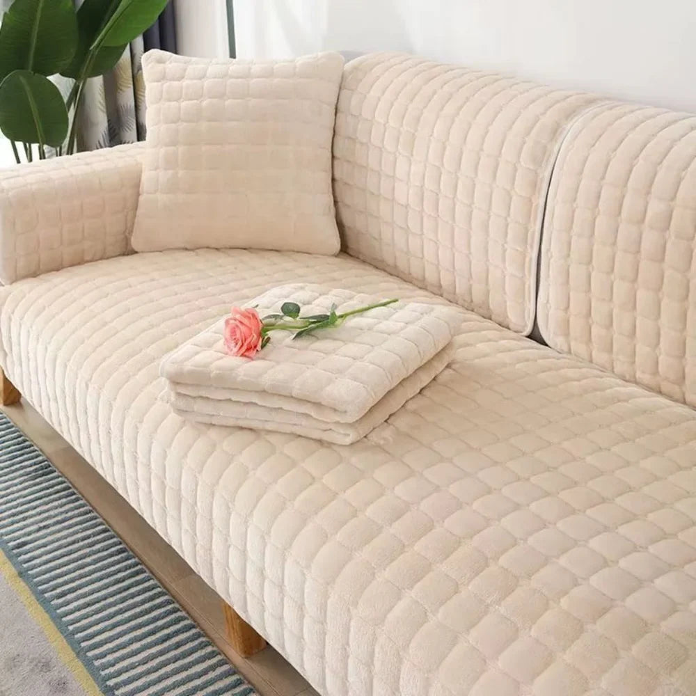 Flannel Sofa Cushion Cover Non-Slip Thickened Plush - Tegulane Global