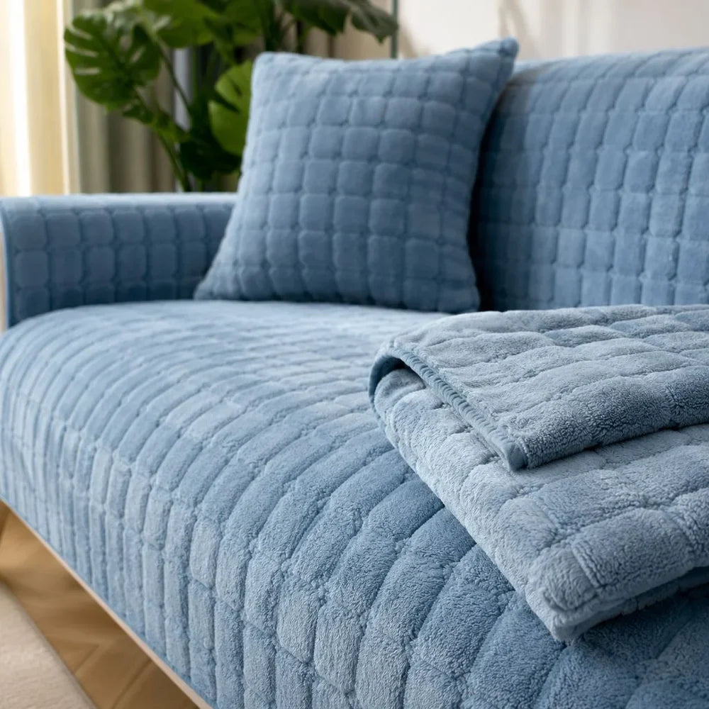 Flannel Sofa Cushion Cover Non-Slip Thickened Plush - Tegulane Global