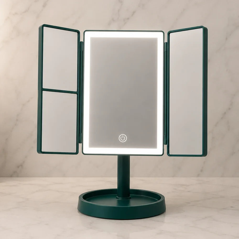 Foldable Makeup Magnifying Mirror with LED Light 3 Tone Dimmable - Tegulane Global