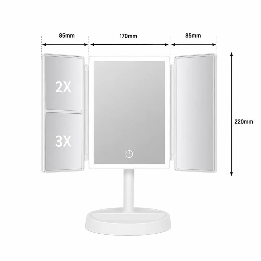 Foldable Makeup Magnifying Mirror with LED Light 3 Tone Dimmable - Tegulane Global