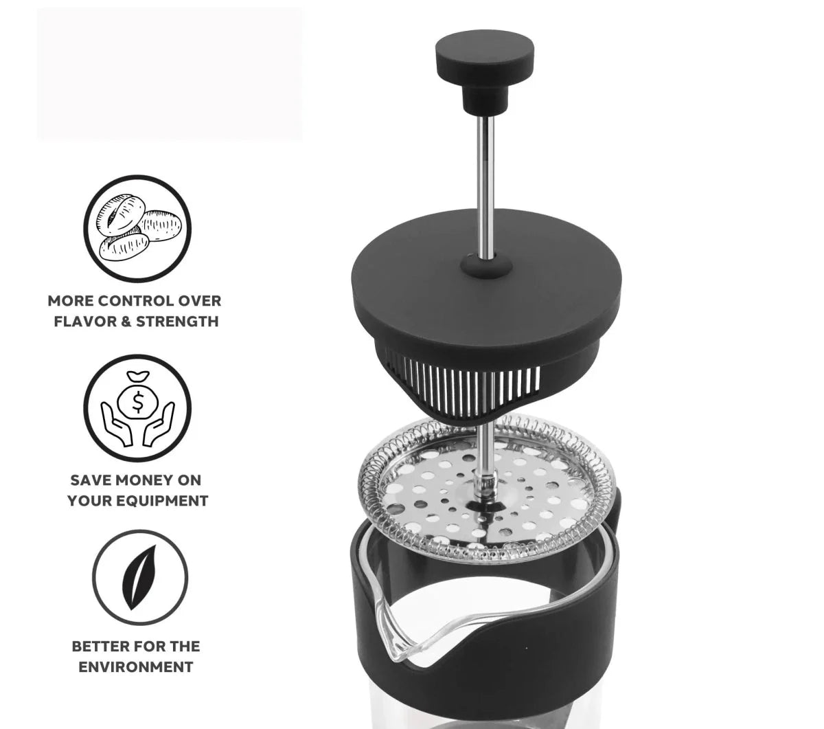 French Press Coffee Maker - Borosilicate Glass - Tegulane Global