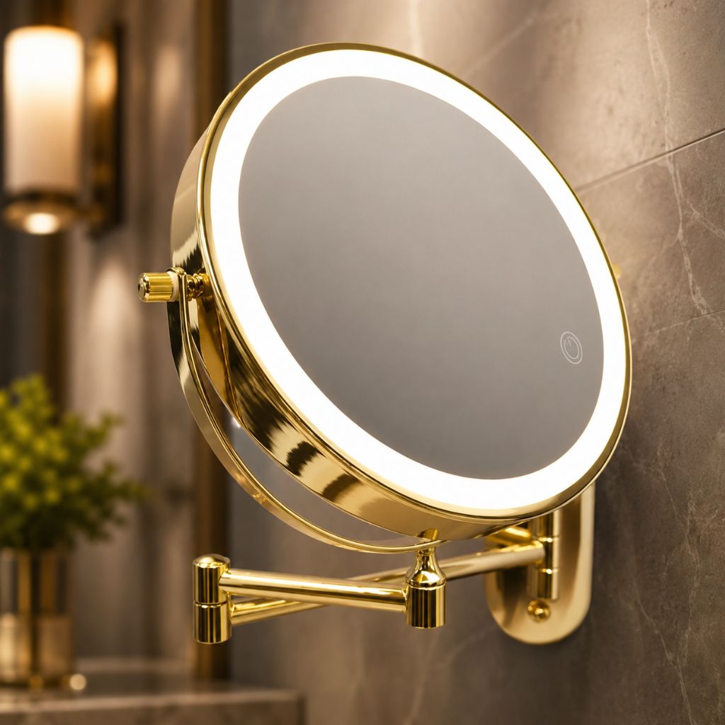 Gold LED Magnifying Mirror – Rechargeable Perfect for Makeup & Bathroom - Tegulane Global