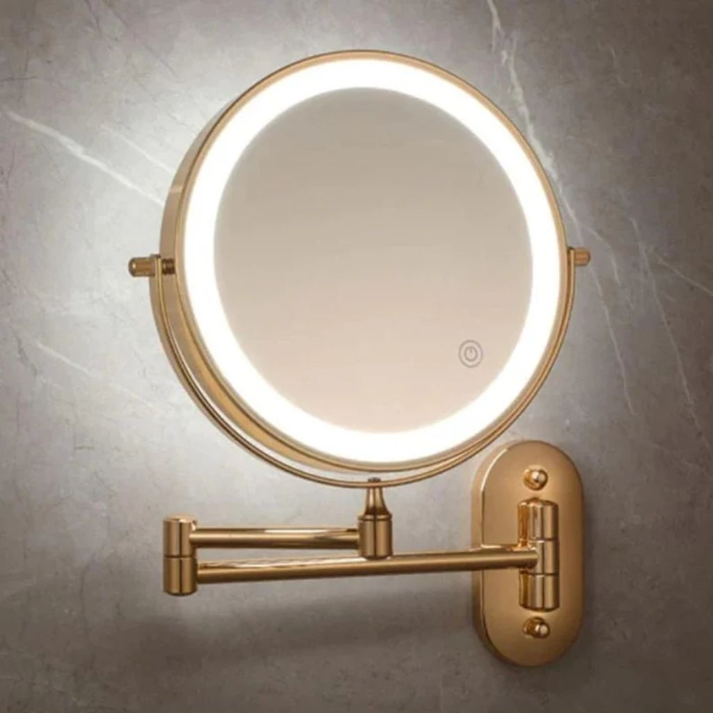 Gold LED Magnifying Mirror – Rechargeable Perfect for Makeup & Bathroom - Tegulane Global
