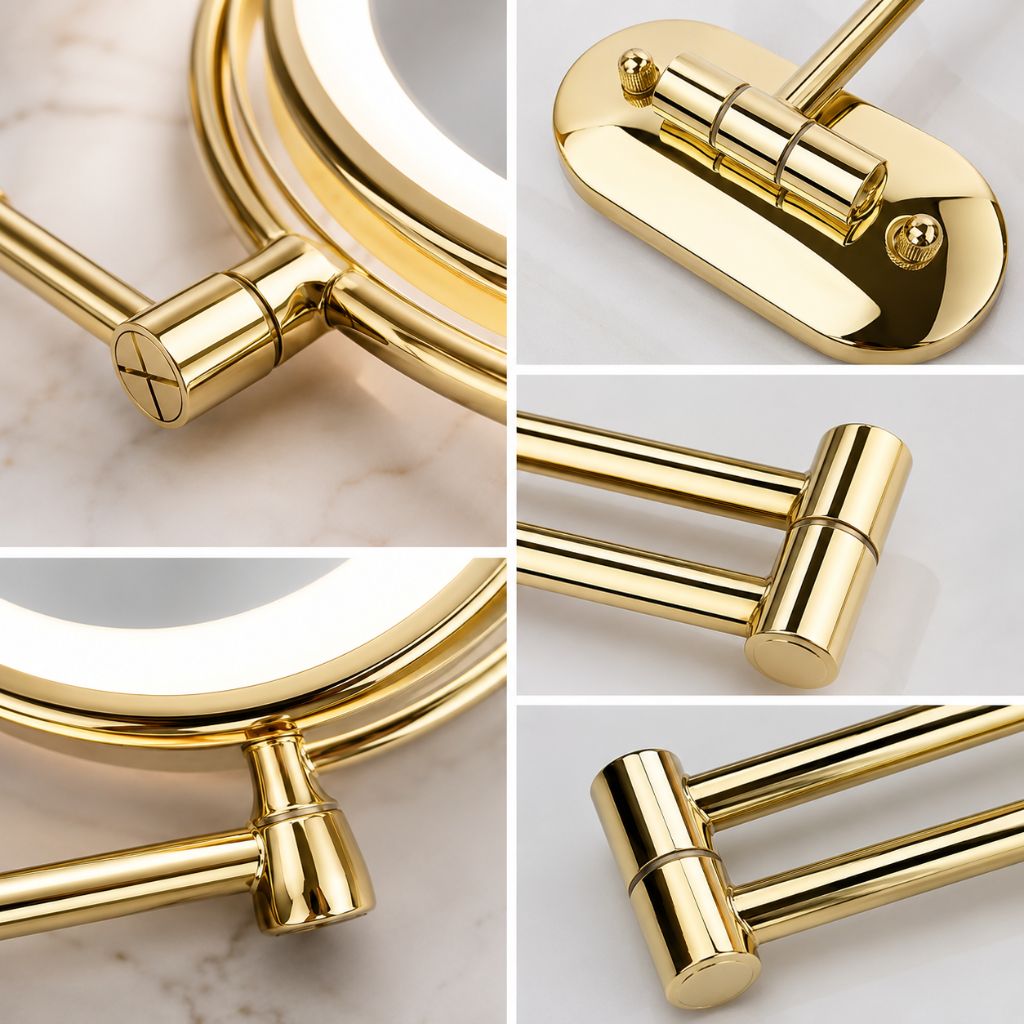Gold LED Magnifying Mirror – Rechargeable Perfect for Makeup & Bathroom - Tegulane Global