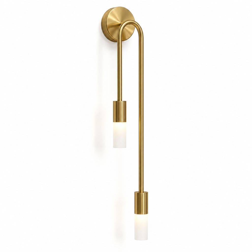 Gold Wall Sconce with Double Frosted Glass Cylinders - Tegulane Global