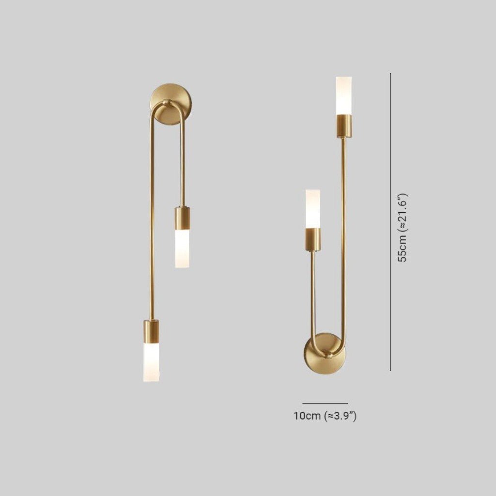 Gold Wall Sconce with Double Frosted Glass Cylinders - Tegulane Global