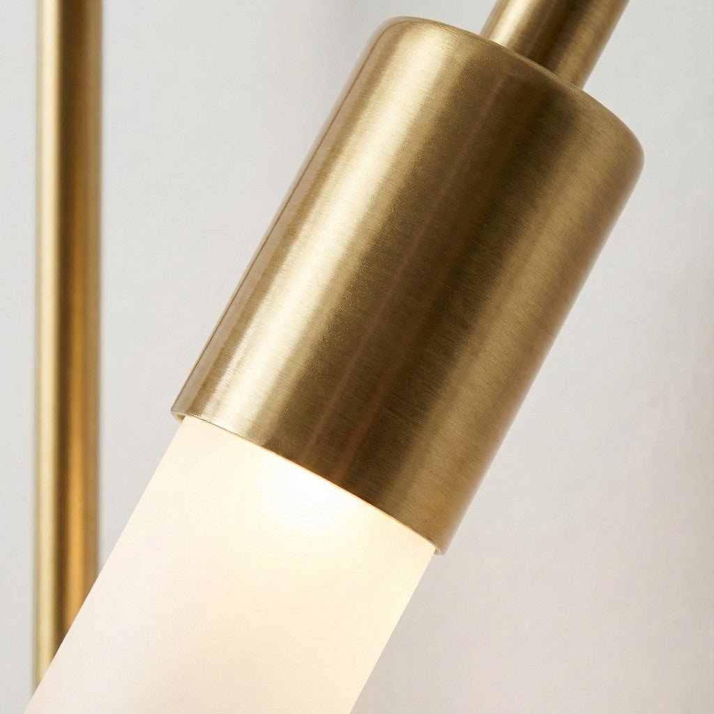 Gold Wall Sconce with Double Frosted Glass Cylinders - Tegulane Global