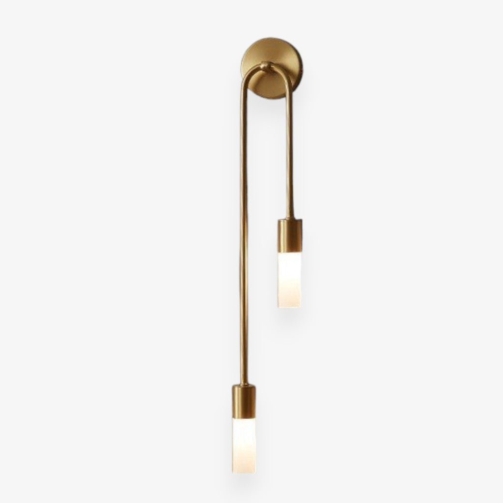 Gold Wall Sconce with Double Frosted Glass Cylinders - Tegulane Global