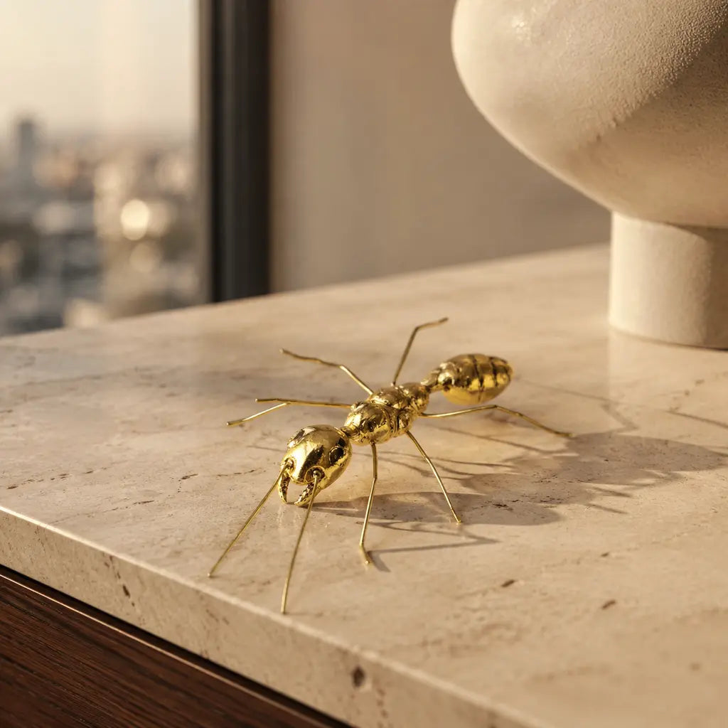 Gold-Finish Zinc Alloy Bug Sculpture - Tegulane Global