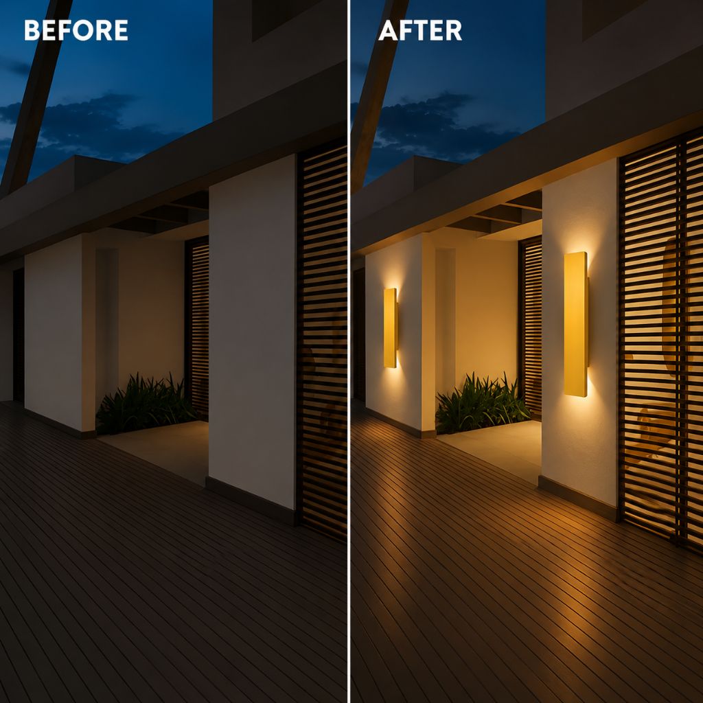Golden Weatherproof LED Wall Lights - Outdoor Style and Durability - Tegulane Global