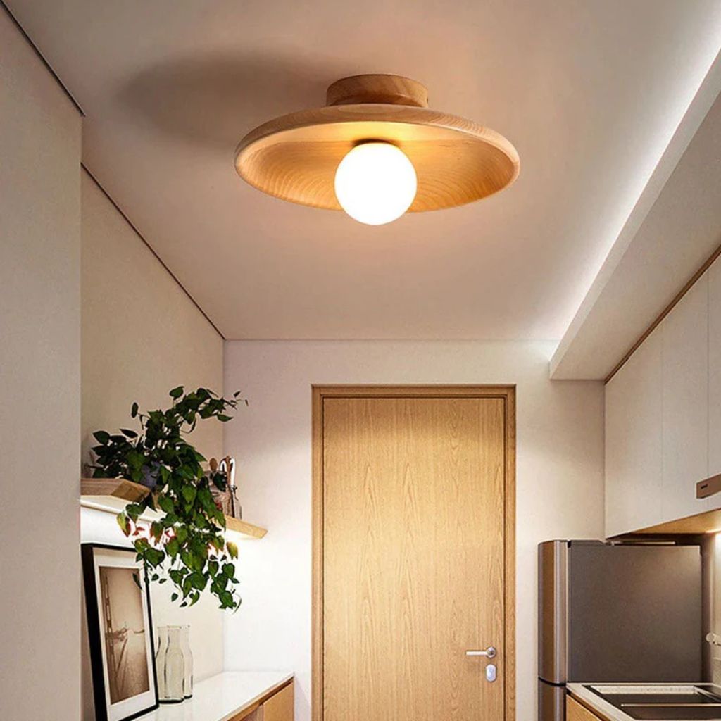 HaloWood Nordic Wood Round Ceiling Light - Tegulane Global