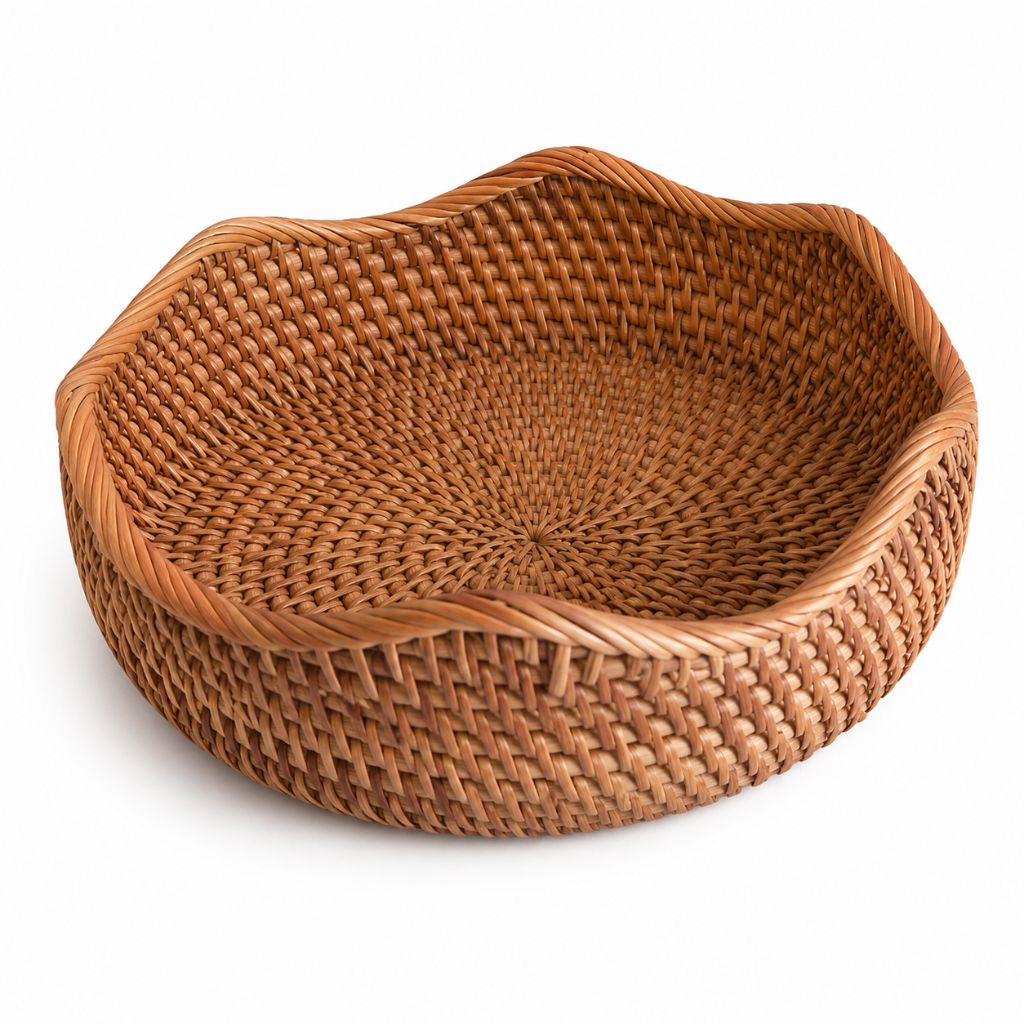 Handwoven Rattan Storage Basket for Bread and Fruit - Tegulane Global