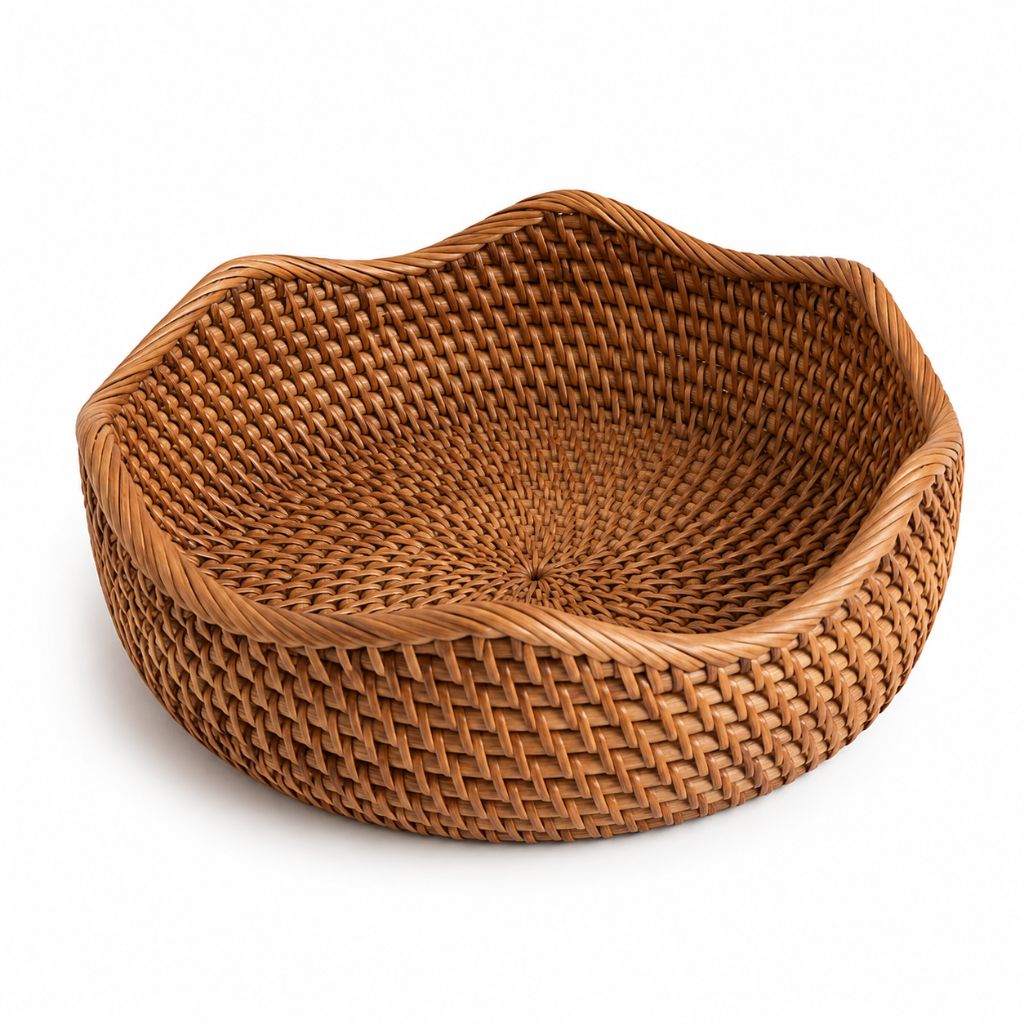 Handwoven Rattan Storage Basket for Bread and Fruit - Tegulane Global