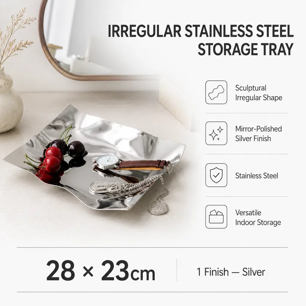 Irregular Stainless Steel Storage Tray - Tegulane Global