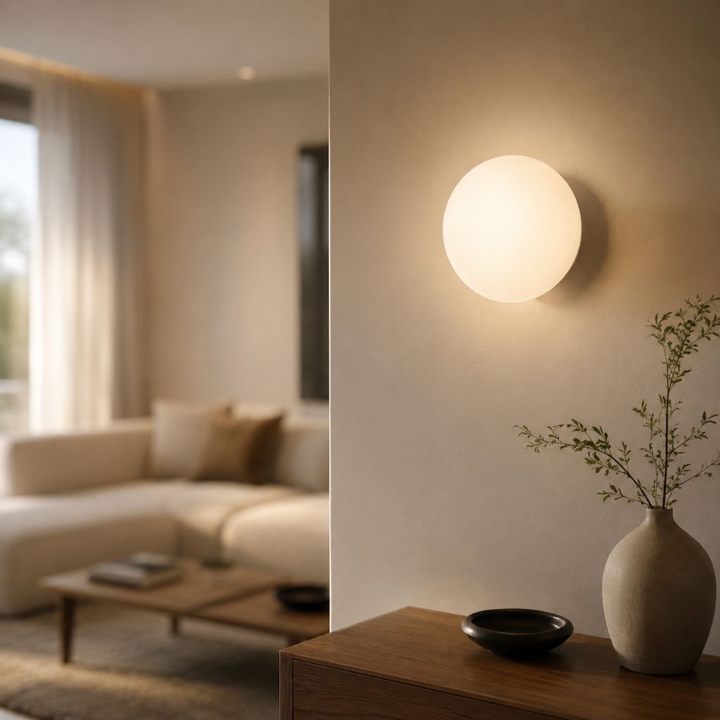 Japandi Minimalist Spherical Glass Wall Light Sconce - Tegulane Global