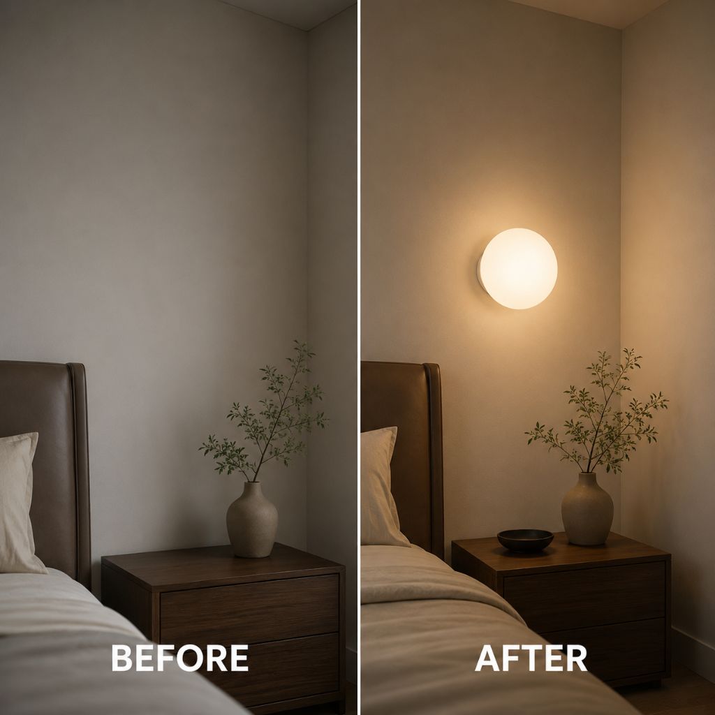 Japandi Minimalist Spherical Glass Wall Light Sconce - Tegulane Global