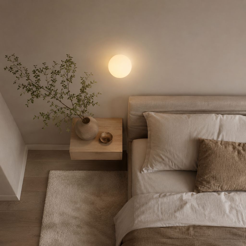 Japandi Minimalist Spherical Glass Wall Light Sconce - Tegulane Global