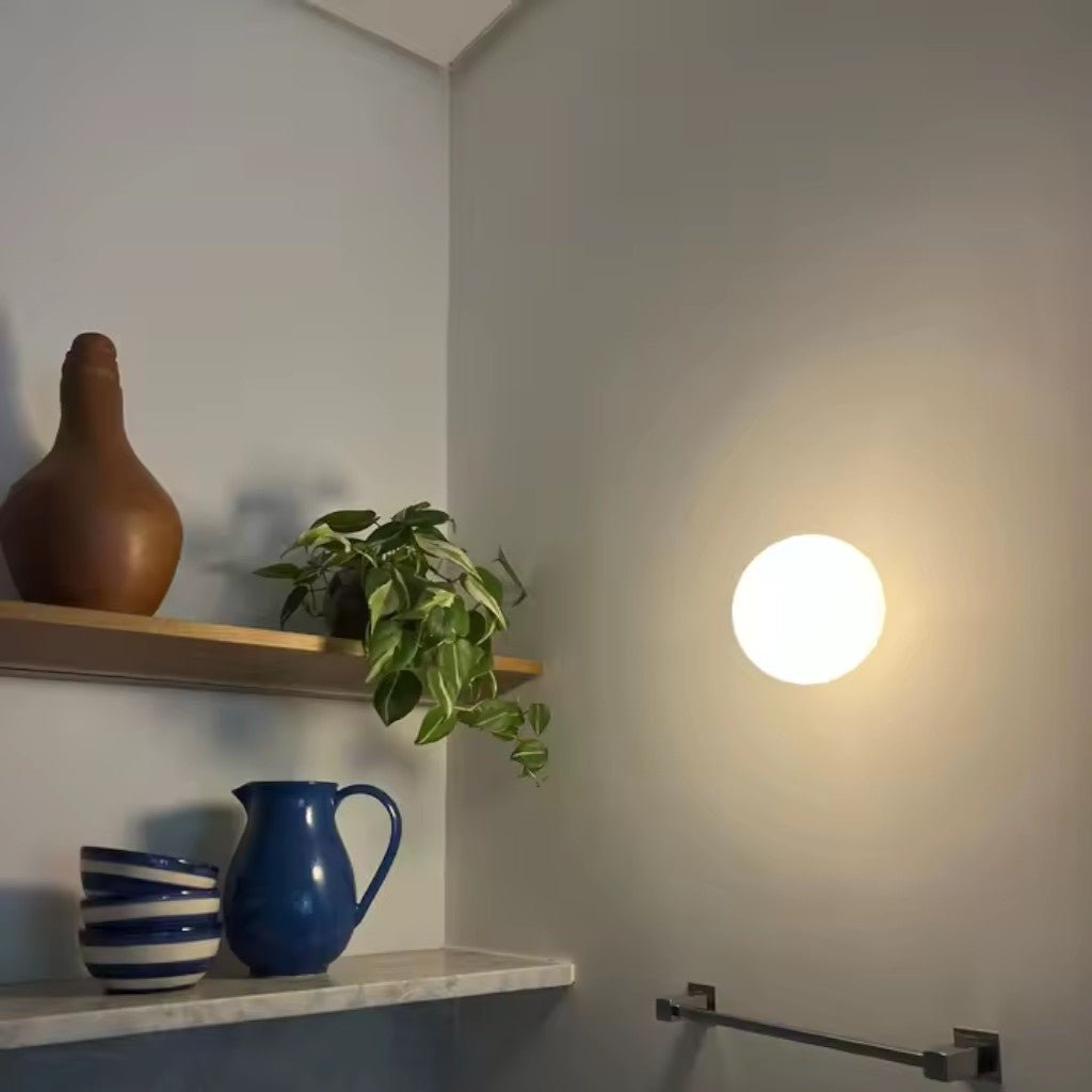 Japandi Minimalist Spherical Glass Wall Light Sconce - Tegulane Global