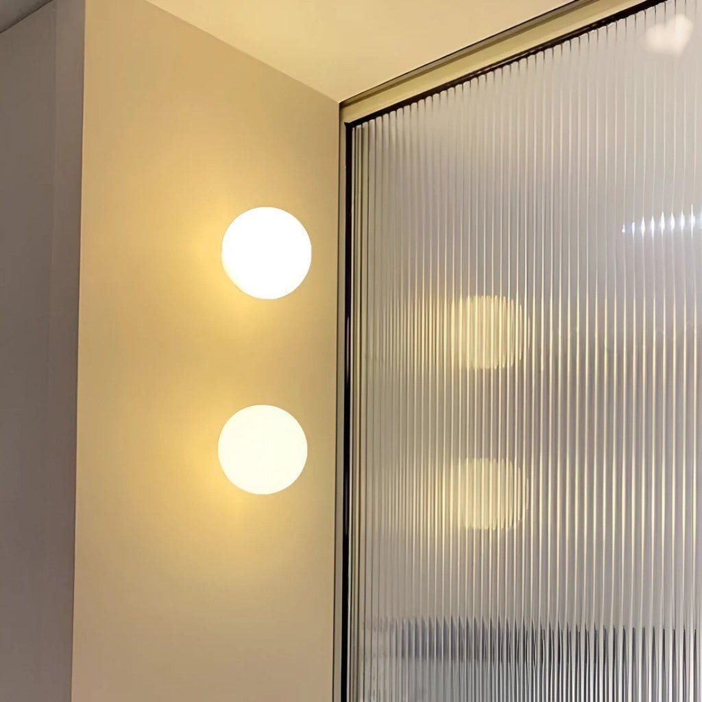 Japandi Minimalist Spherical Glass Wall Light Sconce - Tegulane Global