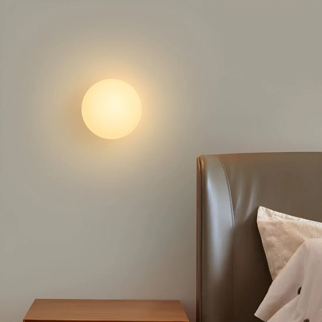 Japandi Minimalist Spherical Glass Wall Light Sconce - Tegulane Global