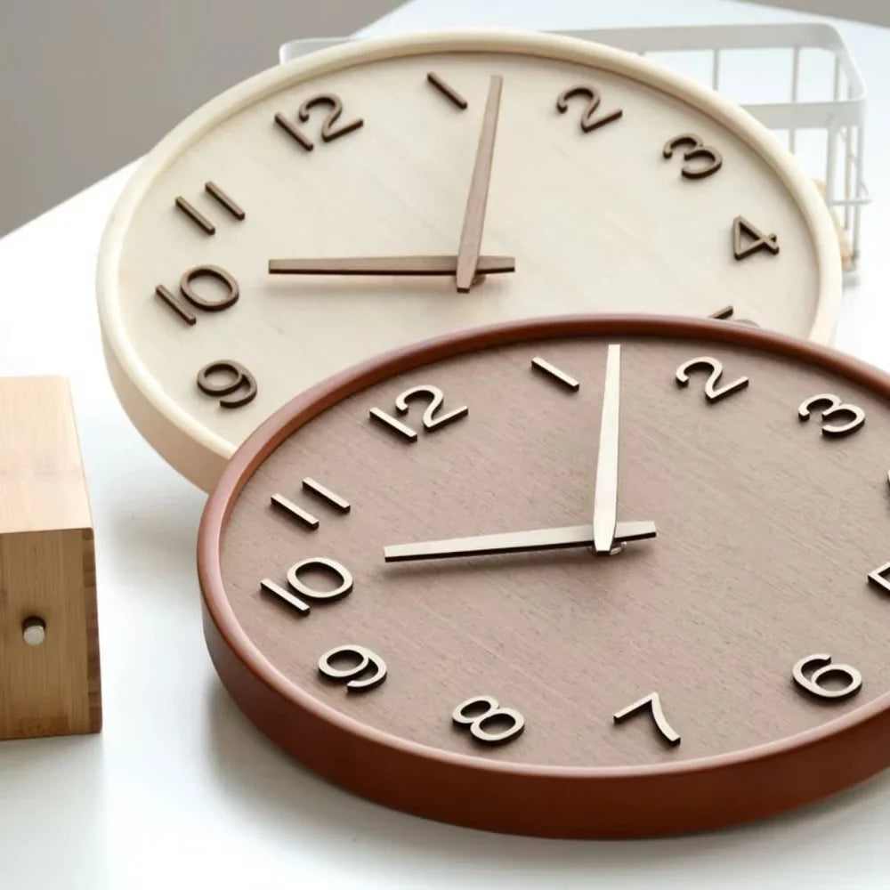 Japanese Style Silent Wooden Wall Clock 30cm Retro Quartz Analogue - Tegulane Global