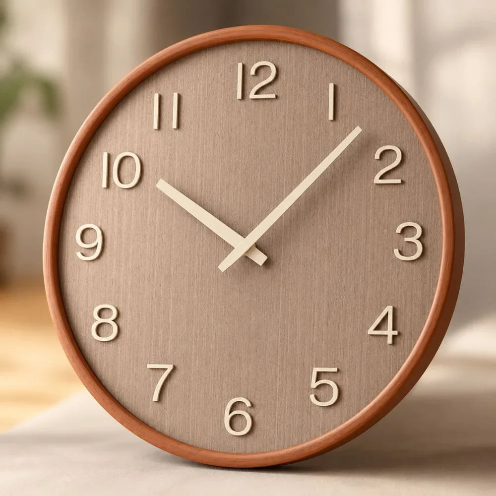 Japanese Style Silent Wooden Wall Clock 30cm Retro Quartz Analogue - Tegulane Global