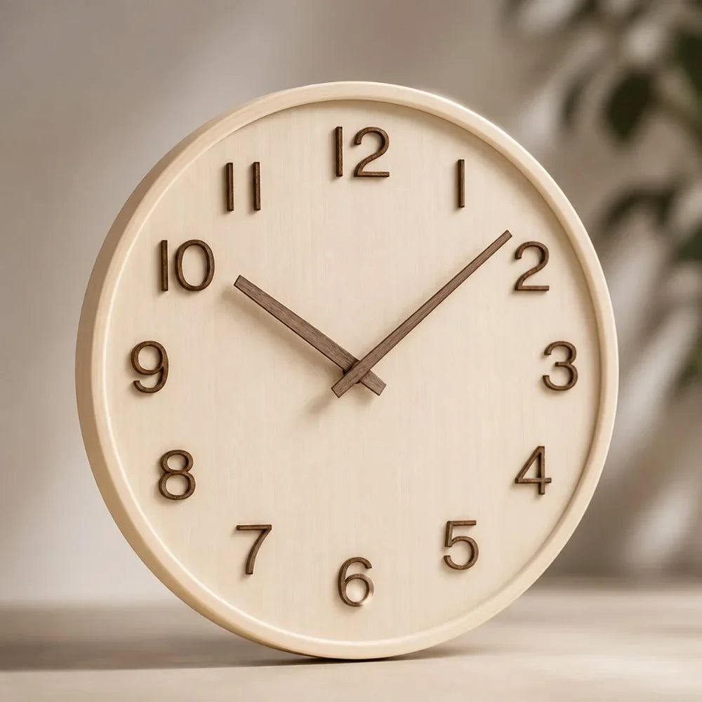 Japanese Style Silent Wooden Wall Clock 30cm Retro Quartz Analogue - Tegulane Global