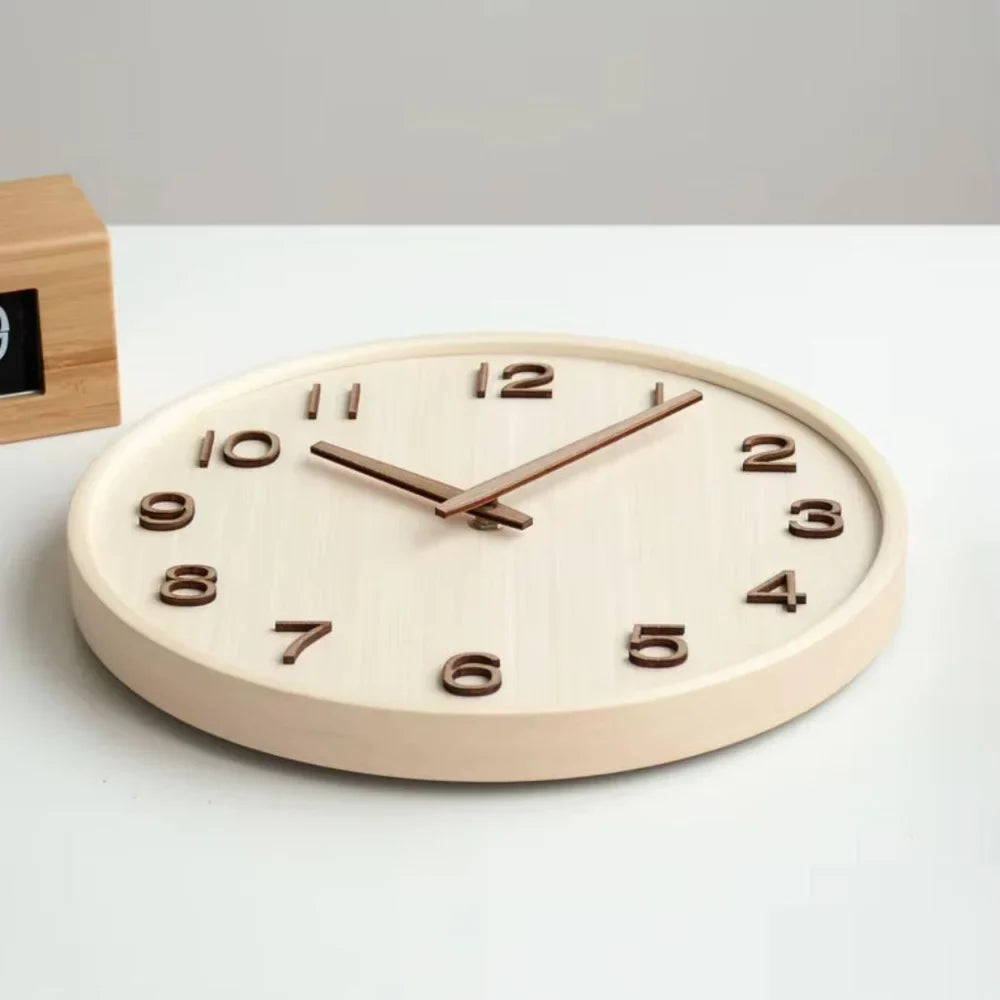 Japanese Style Silent Wooden Wall Clock 30cm Retro Quartz Analogue - Tegulane Global
