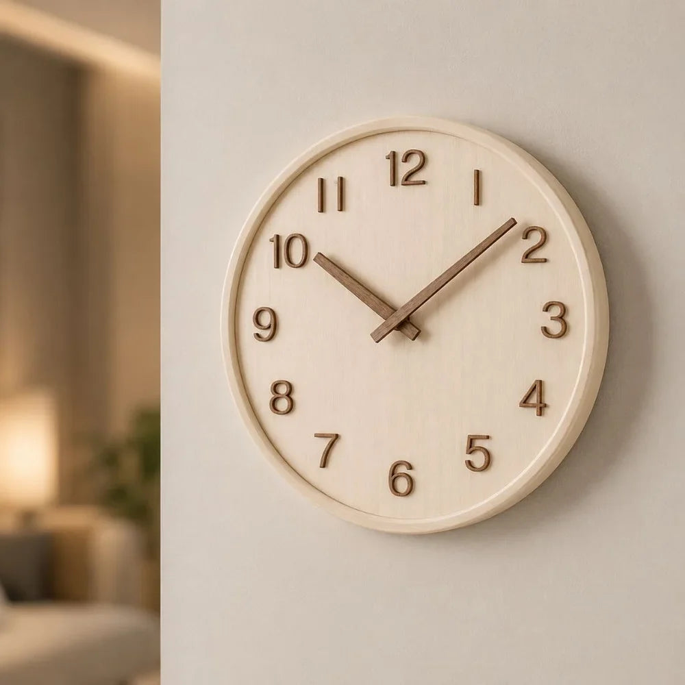 Japanese Style Silent Wooden Wall Clock 30cm Retro Quartz Analogue - Tegulane Global
