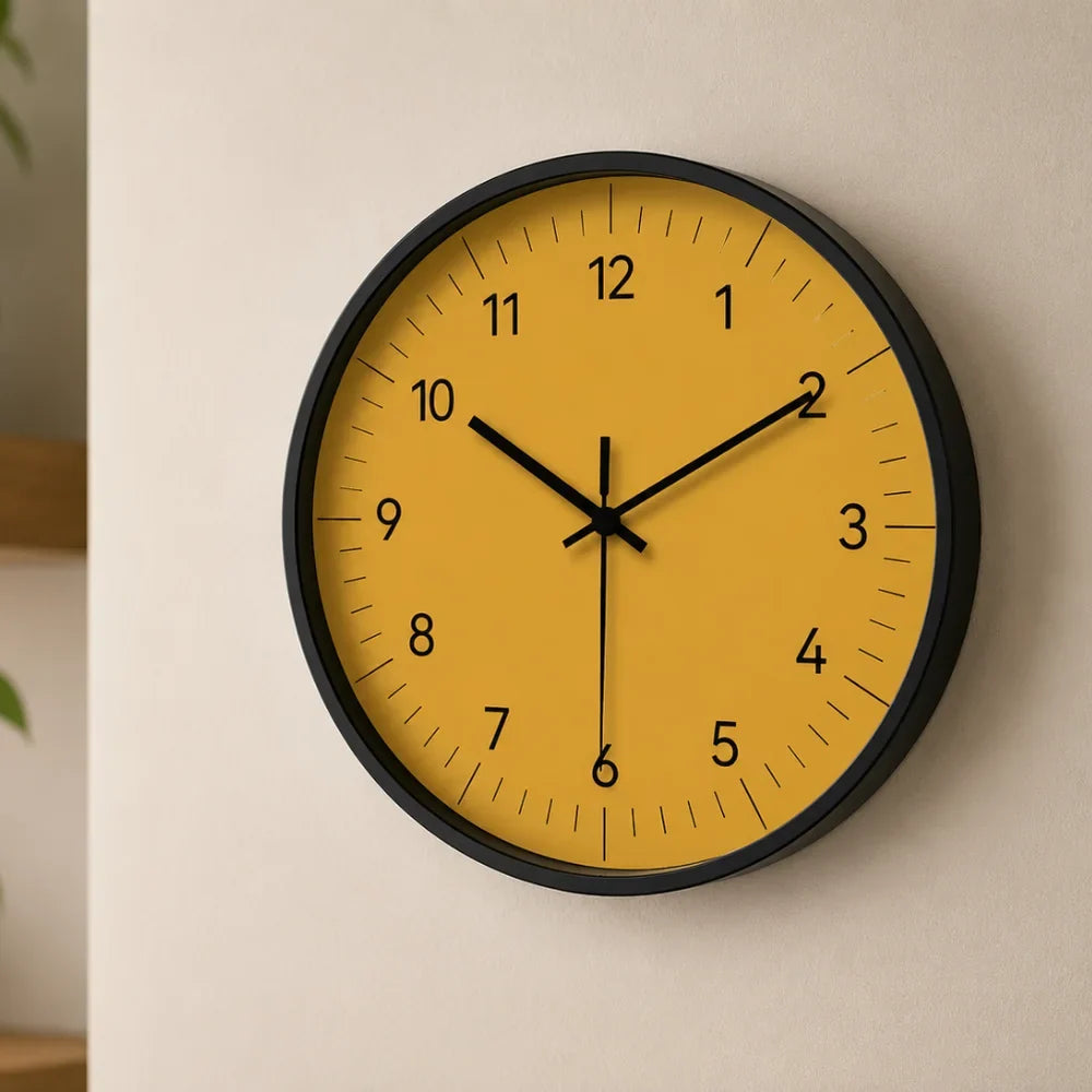 Large Yellow Wall Clock Nordic Minimalist Style - Tegulane Global