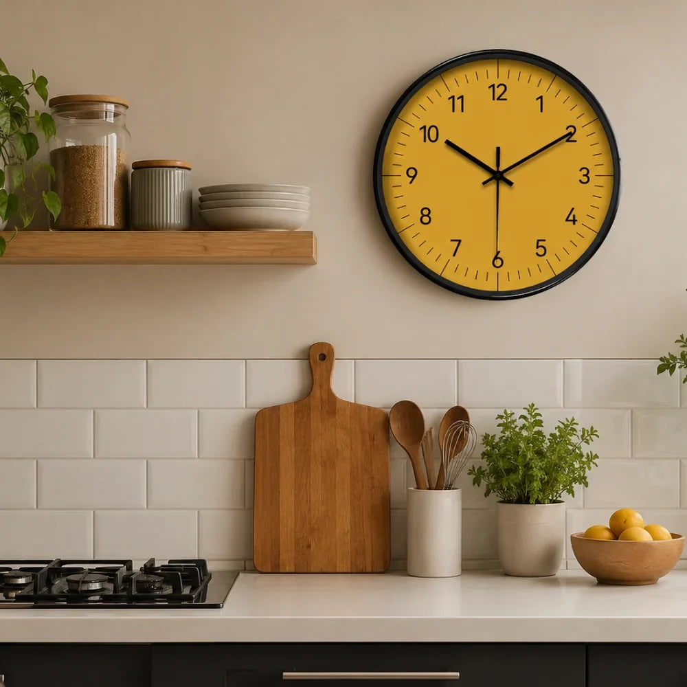 Large Yellow Wall Clock Nordic Minimalist Style - Tegulane Global