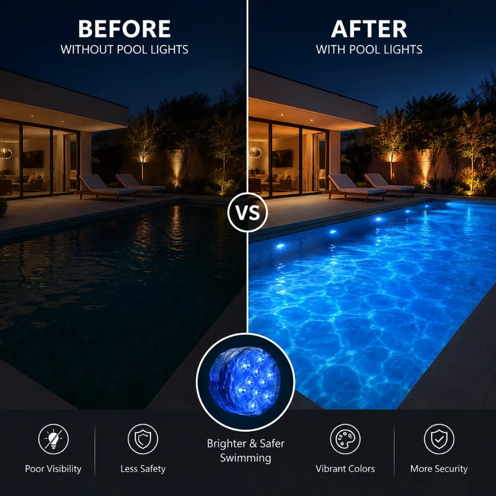 LED Submersible Pool Light RGB IP68 Remote Control - Suction Cup Mount - Tegulane Global
