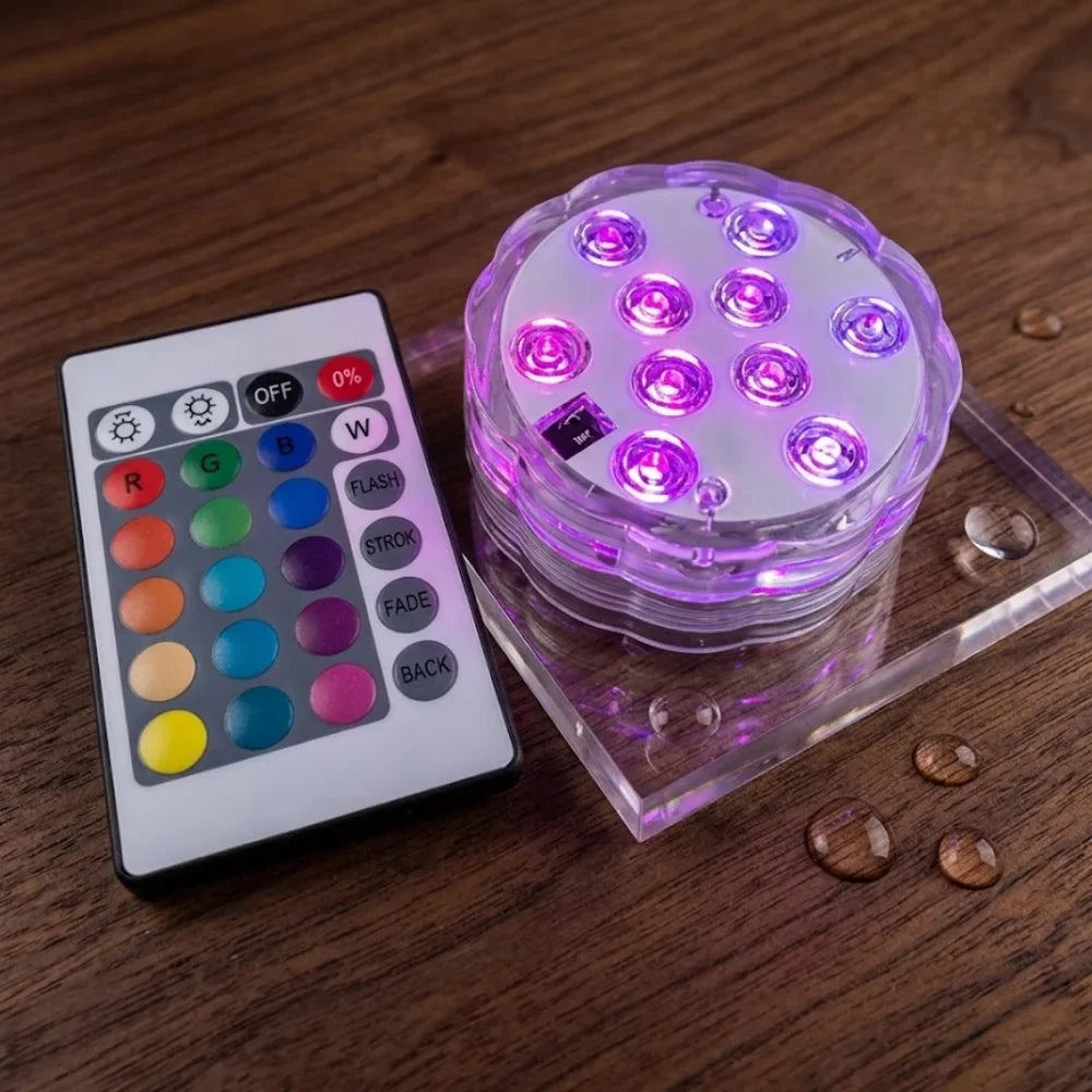 LED Submersible Pool Light RGB IP68 Remote Control - Suction Cup Mount - Tegulane Global