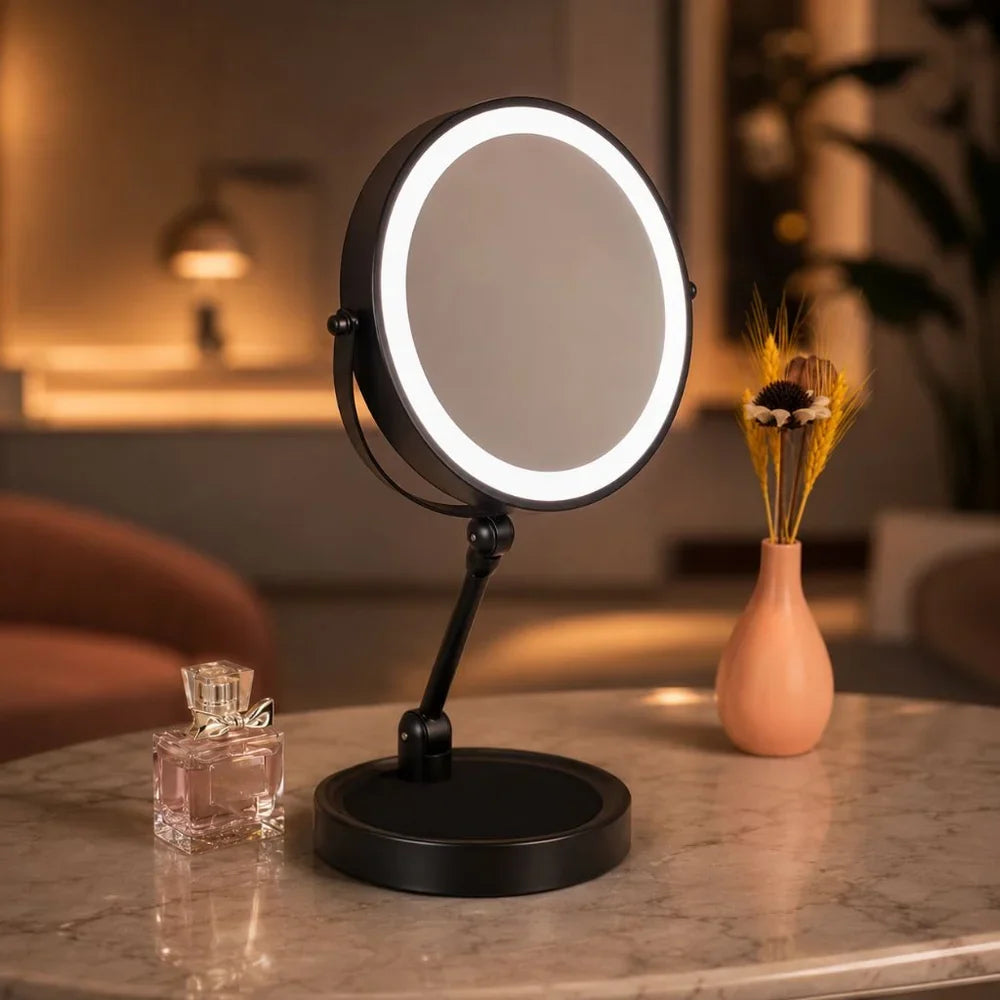 Lighted Tabletop Makeup Mirror 10x Magnifying - Touch Screen Light Control - Tegulane Global