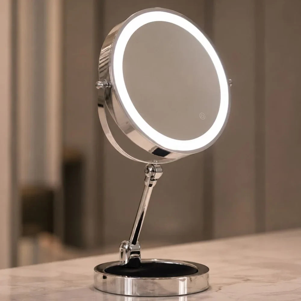 Lighted Tabletop Makeup Mirror 10x Magnifying - Touch Screen Light Control - Tegulane Global