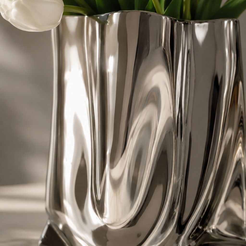 Liquid Silver Vase with Metallic Finish - Tegulane Global