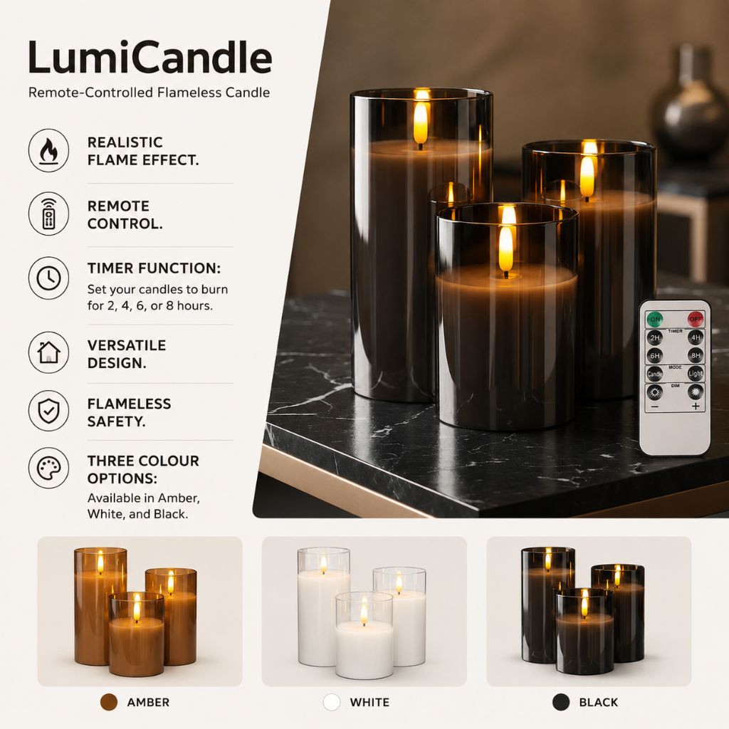 LumiCandle Remote-Controlled Flameless Candle - Tegulane Global