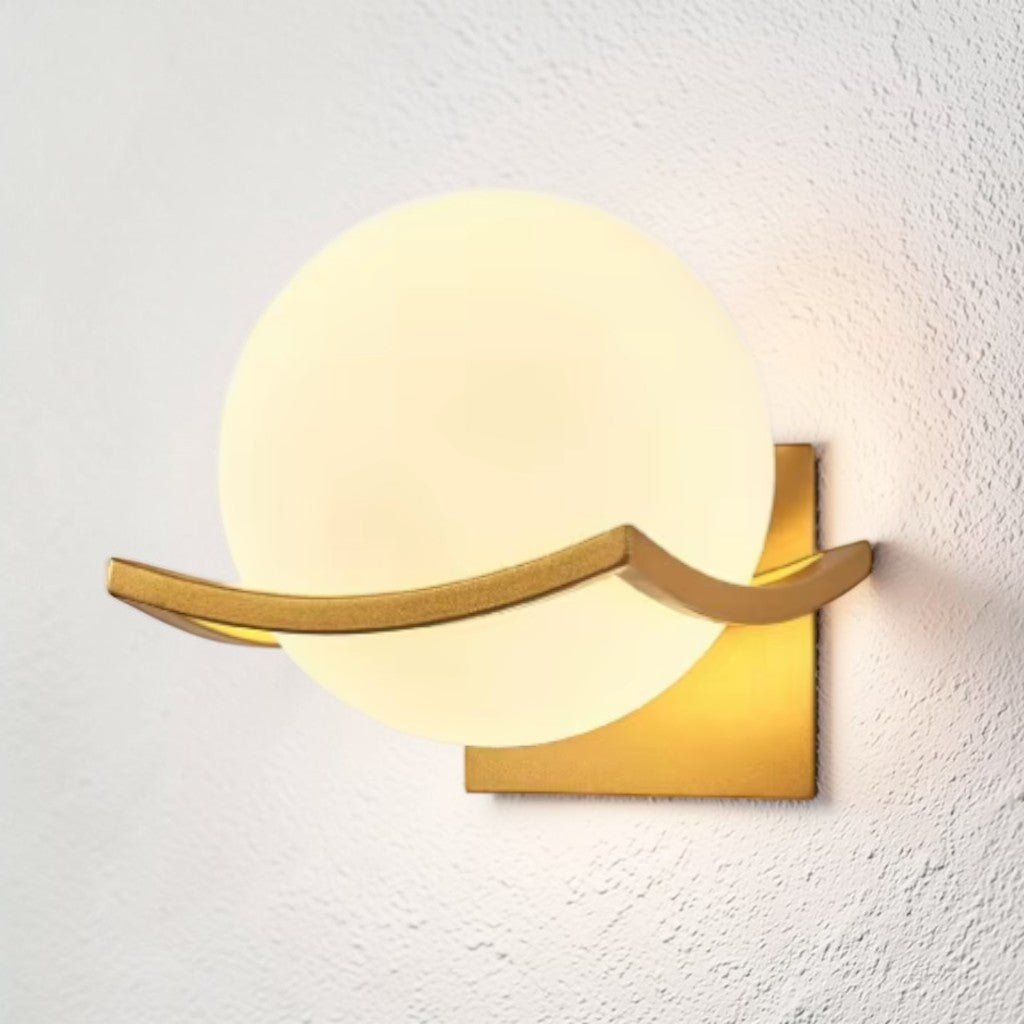 Lyra Glass Globe Wall Sconce with Gold Finish - Tegulane Global