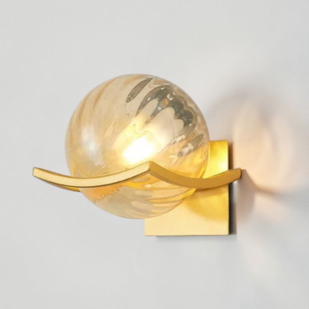 Lyra Glass Globe Wall Sconce with Gold Finish - Tegulane Global