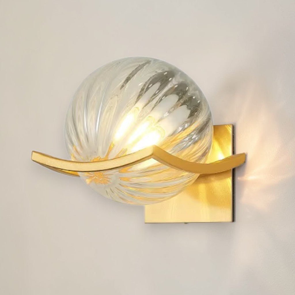 Lyra Glass Globe Wall Sconce with Gold Finish - Tegulane Global