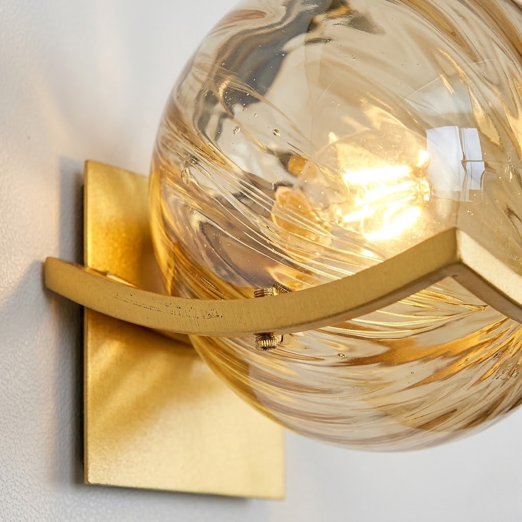 Lyra Glass Globe Wall Sconce with Gold Finish - Tegulane Global