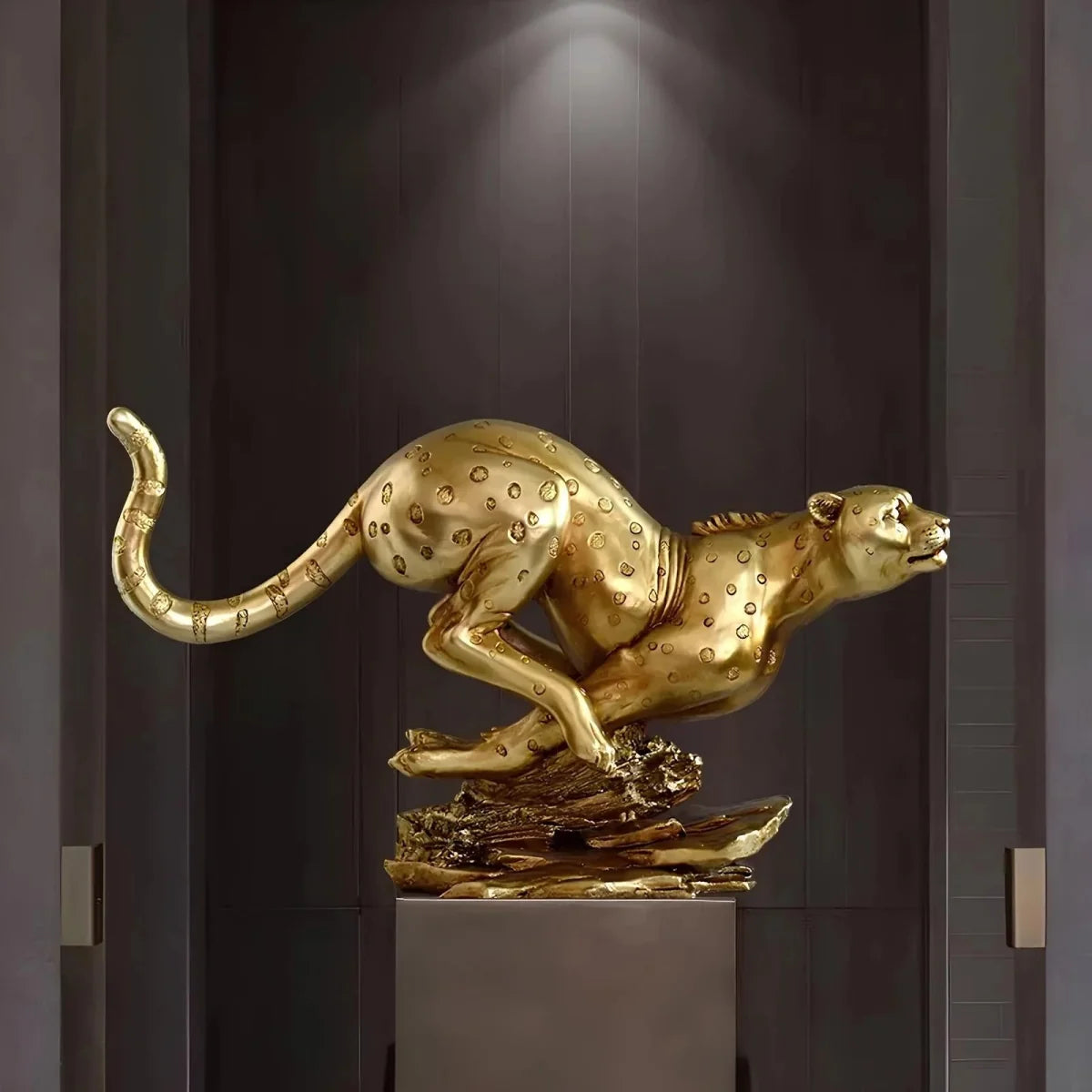 Majestic Golden Leopard Figurine - Tegulane Global